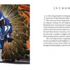 A New Year’s Day Mummer in a blue, white, and silver feathered costume stands with arms outstretched, alongside text from Philadelphia by Schiffer Publishing, Ltd. featuring the city’s history, World Heritage City status, and top historic sites.