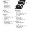 The table of contents in *Mid-Atlantic UFOs* by Schiffer Publishing, Ltd. features a stylized Northeast map and lists chapters by state—including Delaware and Maryland—covering regional UFO sightings, abductions, tech, and key findings.