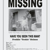 A black-and-white missing person flyer with a photo of Freddie Tookie Holmes, featured in "Gone Missing in New York" by Schiffer Publishing, Ltd., lists his description, his 1983 disappearance, and a contact number for tips.