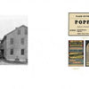 On the left, "The Shaker Legacies" by Schiffer Publishing, Ltd. features a black-and-white old factory photo; on the right are three vintage Shaker village ads: for poppy extract, product labels, and two girls reading a book.