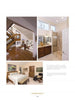 A collage of interiors from "Contemporary Southern Homes" by Schiffer Publishing, Ltd.: a modern staircase with wood flooring, a bright double-sink bathroom, and a cozy bedroom with wood furniture and Southern charm.