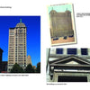 A page from "Greetings from Buffalo, New York" by Schiffer Publishing, Ltd. displays three images of the Liberty Building—a modern view, a vintage postcard, and a close-up of the engraved entrance—showcasing Buffalo’s history in photography.