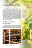 A magazine page titled Storage Ability of Wine features text on wine aging and storage, with a grape cluster photo and an image of wine bottles stored horizontally—adapted from Designing Wine Cellars by Schiffer Publishing, Ltd.