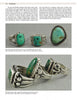 Four Southwestern Indian Rings by Schiffer Publishing, Ltd. display large turquoise stones and intricate silverwork on a beige background, highlighting the artistry of traditional American Indian jewelry.