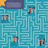 Illustration from Schiffer Publishing, Ltd.'s "The Human Body" features cartoon characters at various ages, linked by white maze-like paths on blue, with brief descriptions for each life stage.