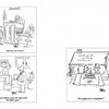 Discover "Mirth in the Morning...and All Laughternoon" by Schiffer Publishing, Ltd.—six single-panel cartoons by Jonny Hawkins featuring quirky scenes from a dark club to a thumb wrestling championship.
