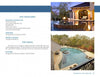 Two photos from "International Award Winning Pools, Spas, and Water Environments IV" by Schiffer Publishing, Ltd.: a twilight fountain pool by a house and a curved pool with built-in seating, showcasing visionary, award-winning pool designs.