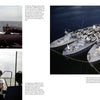 A collage featuring scenes from "PT Boats" by Schiffer Publishing, Ltd.: a PT boat’s wake, a gunner on a WWII US Navy ship, and multiple military ships side-by-side, refueling or transferring supplies at sea.
