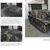 Two pages from Schiffer Publishing, Ltd.’s Sturmgeschütz show WWII German tanks in a museum, including close-ups of the Sturmgeschütz and a wide shot of another tank on display with informational signs.