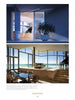 Two images from Schiffer Publishing, Ltd.'s "Contemporary Southern Homes": the first displays a bright entryway with glass doors and a potted plant; the second showcases a spacious living area with ocean views, dining table, and grand piano.