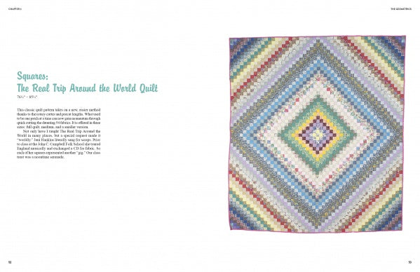 A colorful, diamond-patterned quilt in pastel concentric squares is shown on a white background next to text for "Scrap Happy Quilts from Georgia Bonesteel" by Schiffer Publishing, Ltd., inspired by classic quilt patterns.