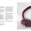 A spread from "From Thread and Wire" by Schiffer Publishing, Ltd. features instructions and a photo of a chunky, dark pink knitted necklace with colorful pompoms—ideal inspiration for your next knitting or jewelry project.