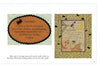 From Schiffer Publishing, Ltd.'s "Let's Get Creative With Quilt Labels": the left panel shows an orange oval Halloween quilt label with a spider; the right features a hand-drawn Halloween scene bordered by patterned fabric.