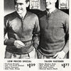 Two smiling men model classic styles in a black-and-white catalog from "A Dandy Guide to Dating Vintage Menswear" by Schiffer Publishing, Ltd., showcasing half-zip and vertical-zip sweaters for timeless menswear inspiration.