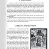 A book page from Schiffer Publishing, Ltd.’s "Cemetery Gates" shows black text on a light background, with two sections—Cemeteries and Caskets and Coffins—and a small black-and-white cemetery photo evoking funeral rituals.