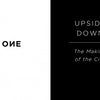 A split image features “ONE” on a white left side and “UPSIDE DOWN” above a line on a black right, referencing Schiffer Publishing, Ltd.’s “Notes from the Underworld” and its focus on adaptive reuse and subterranean architecture.