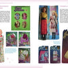 A book spread from "Doll Junk" by Schiffer Publishing, Ltd. features vintage Barbie dolls in retro outfits on the left page and boxed dolls plus 1980s Barbie fashion sets on the right.