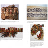 A page from "Universal Stitches for Weaving, Embroidery, and Other Fiber Arts" by Schiffer Publishing, Ltd. displays four ancient textile fragments, showcasing intricate stitches from Peruvian dolls, Coptic trim, decorative edgings, and figurative textiles.