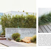 A modern private garden with wooden pathways, grasses, shrubs, and large rocks bordered by concrete walls echoes the style found in Schiffer Publishing, Ltd.'s "Regional Landscape Architecture: Southern California".