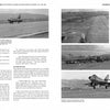 Two grayscale photos from "Jezreel Valley Mysteres" by Schiffer Publishing, Ltd.: upper left shows a Dassault Mystere IVA taking off, lower right a jet landing with Israeli Air Force jets and distant mountains; text surrounds the images.