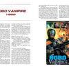 A magazine spread showcases Mine's Bigger Than Yours by Schiffer Publishing, Ltd., with text on the left and a lower right image displaying a cyborg, vampire, and action scenes from the cult film Robo Vampire.