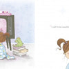 A girl in pajamas with her bunny plush sits with a bear and frog, watching a princess castle on TV and dreaming. "I Am Not a Princess!" by Schiffer Publishing, Ltd. is a heartwarming illustrated children’s book for preschoolers.