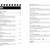 The table of contents from Lights, Camera, Game Over! by Schiffer Publishing, Ltd. lists chapters, page numbers, bonus video game movie stages, features a Pac-Man icon on page two, and references Hollywood and production histories.