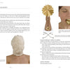 A magazine spread in Schiffer Publishing, Ltd.’s Studio Craft as Career highlights Lauren Kalman: left page shows a beaded mask on a head; right page displays a gold object in a woman’s mouth and gold flower sculpture, with text on Kalman and American craft.