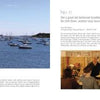 A sailboat glides on the bay at Martha's Vineyard as people line up at a retro diner—just one scene you'll find in Schiffer Publishing, Ltd.'s "101 Things to Do in Martha's Vineyard," your essential guide to local boating, dining, and activities.