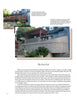 Sculpting Hillsides with Decorative Concrete by Schiffer Publishing, Ltd. showcases a two-level backyard with a tall concrete retaining wall, a wooden pergola, lush landscaping, and insets of curved stairs, construction progress, and the finished blue house.