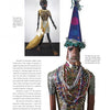 A page from "When the Spirit Speaks" (Schiffer Publishing, Ltd.) displays two African-inspired wood sculptures—one with a blue cone hat and beads, the other in a gold dress with a sack—highlighting ties to self-taught artists and outsider art.