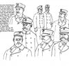 A group of shipwrecked sailors in uniform, members of the historic Life Saving Service, as featured in the U.S. Life Saving Coloring Book by Schiffer Publishing, Ltd.