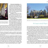 An open spread from "The Real James Bond" (Schiffer Publishing, Ltd.) shows a grand columned interior on the left page and a Georgian-style house—once visited by ornithologist James Bond—plus text and captions on the right.
