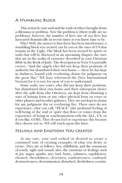 A page from "From God to You" by Schiffer Publishing, Ltd. explores spiritual dilemmas, the soul’s response, and emotional creation in black text on a white background, with page number 38 at the bottom.