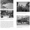 A two-page spread from Schiffer Publishing, Ltd.’s "F-111 Aardvark" shows black-and-white photos of ceremonies, early flights, crowds, officials, and Air Force staff at an airbase, with text about the aircraft’s first flights.