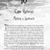 A grayscale page titled “Ghosts of the Outer Banks” by Schiffer Publishing, Ltd. discusses the haunted history, height, and Atlantic setting of Cape Hatteras Lighthouse, along with tales of ghosts linked to this iconic Outer Banks beacon.