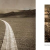 Eastern Oregon by Schiffer Publishing, Ltd.: Tire tracks curve across a barren landscape under cloudy skies, while bare trees and a farmhouse reflect in a pond amid dry grass in this calm, sepia-toned scene.