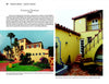 Two images from "Casas to Castles" by Schiffer Publishing, Ltd. show a historic yellow mansion in Daytona Beach: one highlights Mediterranean Revival style with palms, the other features a private stairway and courtyard with red tile accents.