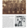 A photo from "To Hell with the Kaiser, Vol. I" (Schiffer Publishing, Ltd.) shows four National Guardsmen in WWI uniforms, standing in a row. Below is a display of their gear—hat, rifle, boots—while text frames both images.