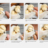A step-by-step photo guide in "Carving a 1930s Street Scene" by Schiffer Publishing, Ltd. shows hands in white gloves carving a wooden face, highlighting cheek, nose, lip, and facial line techniques from the Caricature Carvers of America.