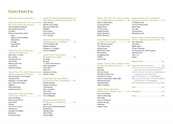 Table of contents with two columns listing chapters and subheadings about iconic games and video game history in Break Out by Schiffer Publishing, Ltd.; page numbers appear in green and black on a white background.