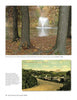 A vibrant photo of a fountain in an autumn pond sits above a sepia postcard of manicured gardens, evoking the timeless charm of Olmsted Parks in New Jersey. Published by Schiffer Publishing, Ltd., it celebrates classic landscape architecture.