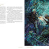 Valor in Action" by Schiffer Publishing, Ltd. features Charles Waterhouse’s painting of two U.S. Marines in jungle combat at night, rifles raised, with an adjacent page of text capturing their heroic actions and the Marine spirit.