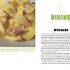A plate of Pennsylvania Dutch chicken pot pie with wide noodles and chicken in yellow sauce sits on a green surface. On the right, Schiffer Publishing's "Lancaster County Bucket List" highlights authentic Amish buffet dining experiences.