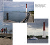Barnegat Lighthouse Perspectives by Schiffer Publishing, Ltd. features three photos of the Atlantic Coast landmark: from a boardwalk view, with people on a pier, and with a boat passing in front.