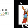 Split image: left half displays "Colors de la Runway" in bold, rainbow letters; right half shows a vibrant, stylish figure posing—ideal for a kids' fashion book from Schiffer Publishing, Ltd.