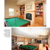 Entertainment Rooms by Schiffer Publishing, Ltd. features a home game room with a pool table, built-in bookshelves, a stone fireplace, cozy lighting, a ceiling fan, comfy seating, and easy access to a stylish home bar.