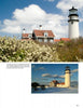 Cape Cod Lighthouses and Lightships by Schiffer Publishing, Ltd. features two photos: one shows a lighthouse and house behind blooming bushes under a blue sky, the other captures the same scene in winter with snow—a delight for lighthouse fans.