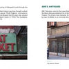 Two pages from Schiffer Publishing, Ltd.’s "Ghost Signs" highlight Moe’s Meat Market’s vintage sign and Abe’s Antiques’ storefront, with insights into their roles in New York City’s ghost signs and downtown neighborhoods.