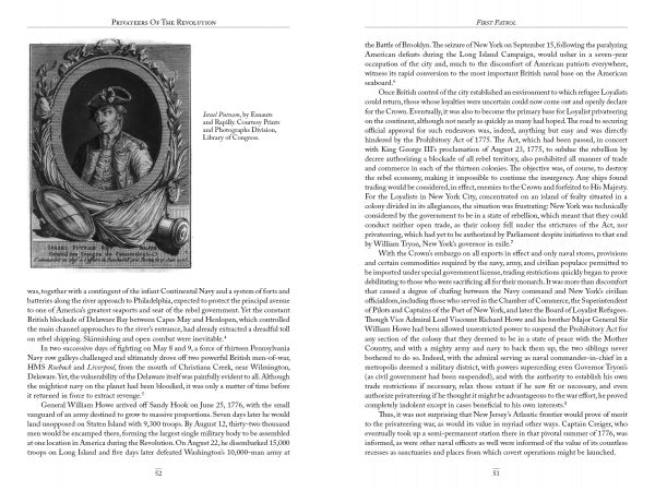 Two pages from "Privateers of the Revolution" by Schiffer Publishing, Ltd. show a colonial-era portrait and dense text detailing Pennsylvania and New Jersey privateers' roles during the American Revolution.